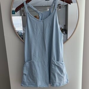 Light Blue Sleeveless racerback romper with Pockets sz Small